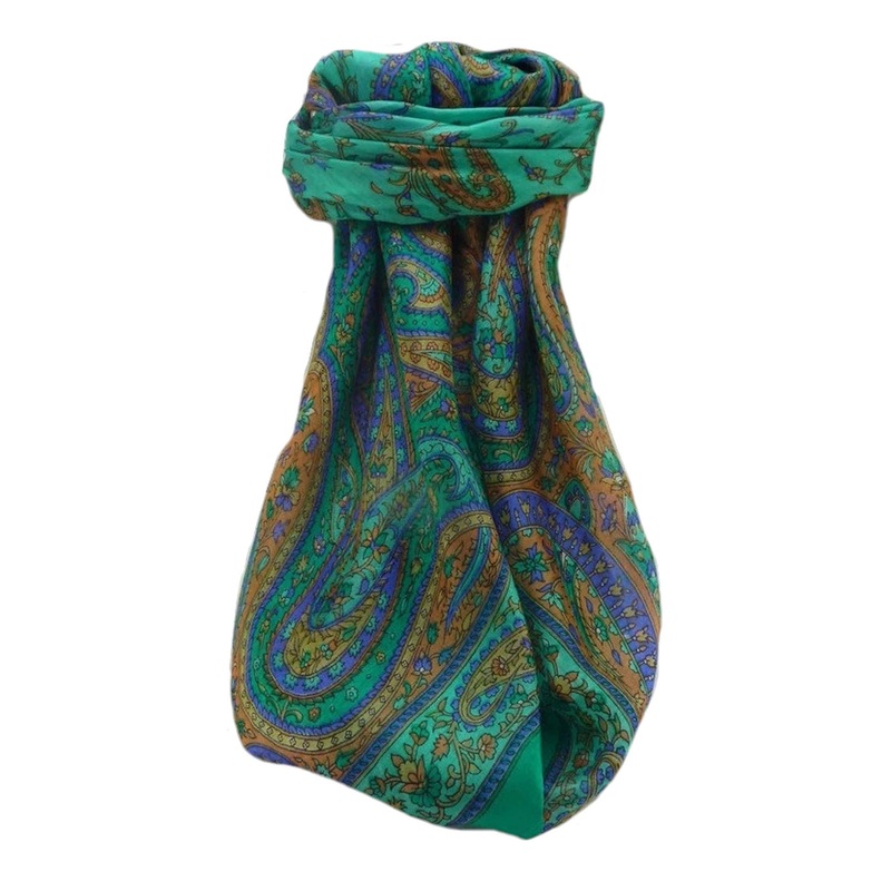 Mulberry Silk Traditional Square Scarf Takia Emerald by Pashmina & Silk | Fruugo SG