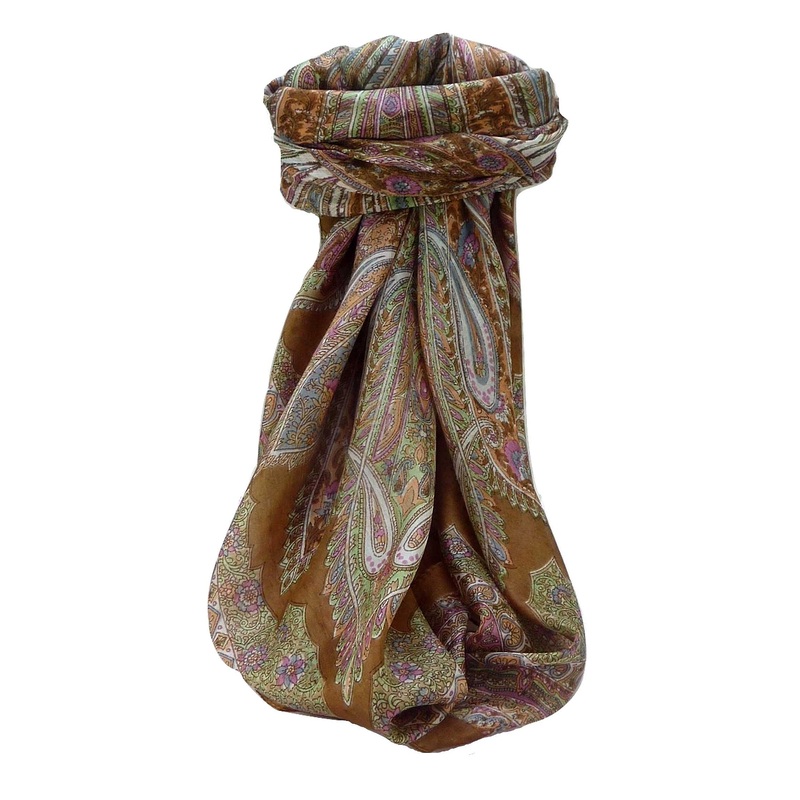 Mulberry Silk Traditional Square Scarf Vahi Chestnut by Pashmina & Silk | Fruugo SG