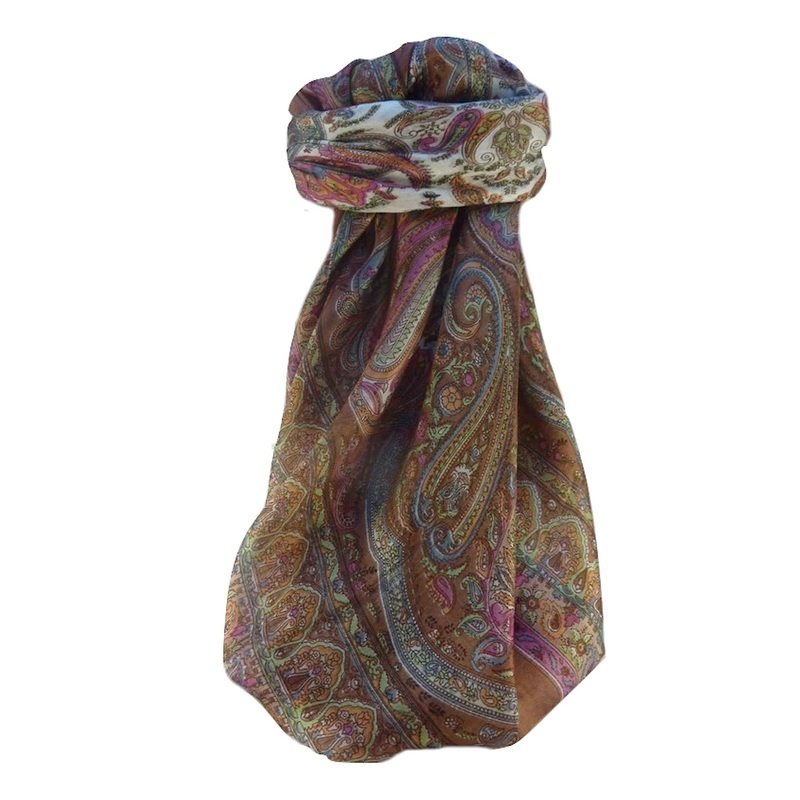 Mulberry Silk Traditional Square Scarf Waheed Chestnut by Pashmina & Silk | Fruugo SG