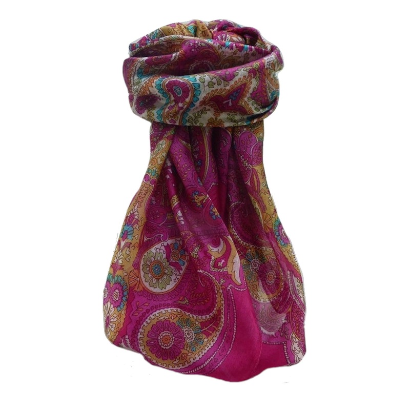 Mulberry Silk Traditional Square Scarf Zoya Pink by Pashmina & Silk | Fruugo SG