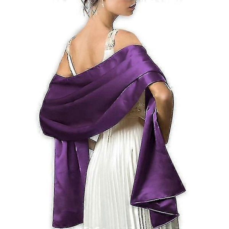 Solid Color Evening Dress Shawl Long Satin Scarf Decoration Wedding Cheongsam With Satin Monochrome Shawl | Fruugo SG