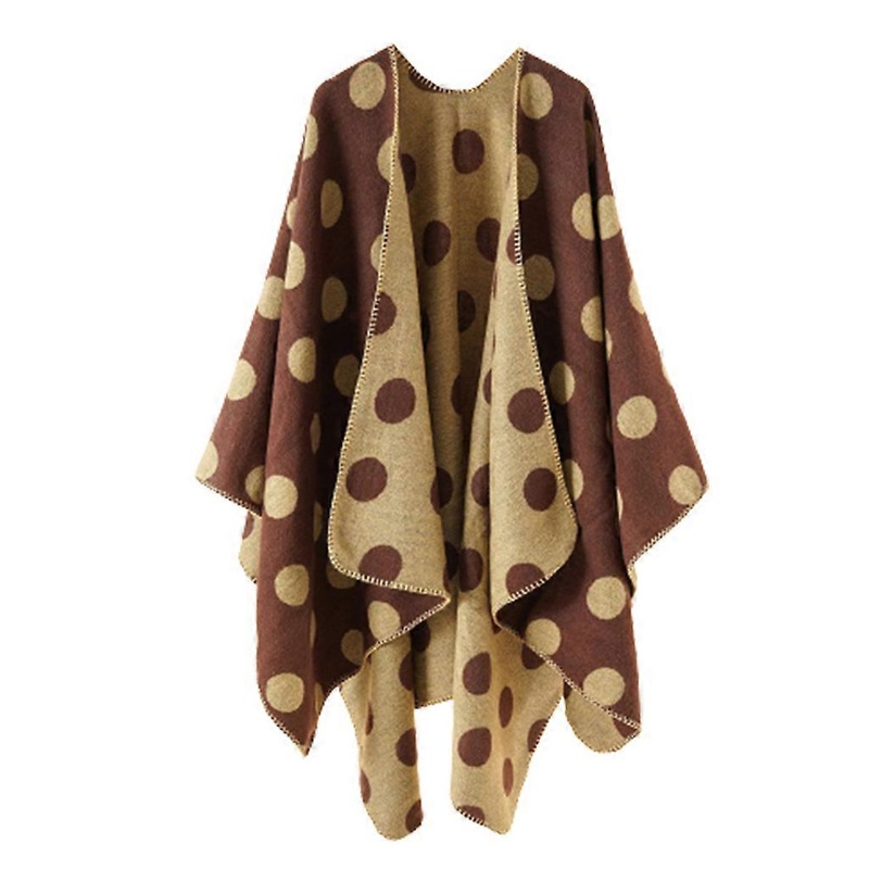 Stylish Open Front Blanket Shawl Cardigan Sweaters Poncho Polka Dot Pattern for Lady Girl XMAS New Year Festival Gift  khaki | Fruugo SG