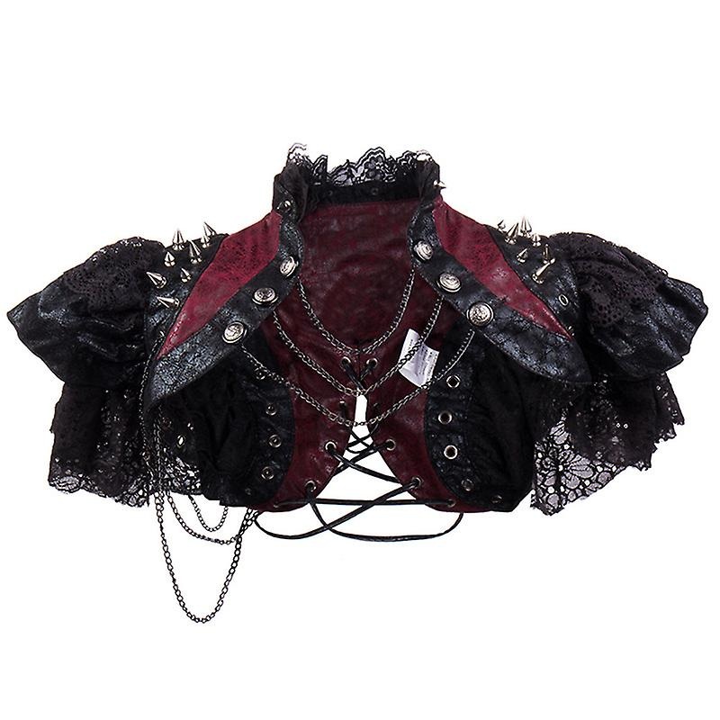 Women’s Steampunk Gothic Shoulder Epaulet Pu Leather Pauldron Armour Collared Harness With Rivets Shawl | Fruugo SG