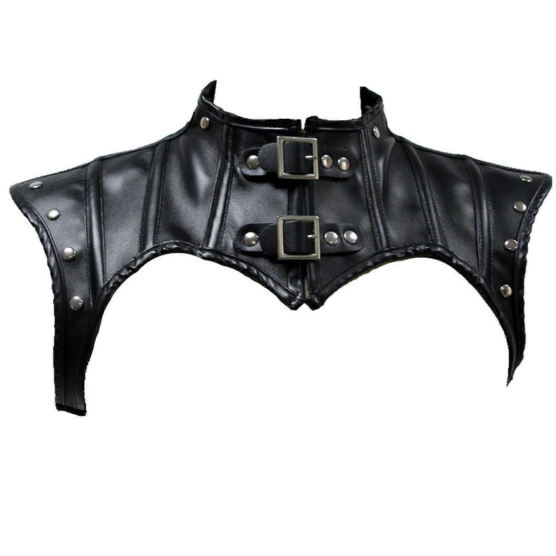 Women Steampunk Gothic Leather Costume Shoulder Jackets Shrug Armors Punk Neckband Knight Leather Shawl  Black M | Fruugo SG