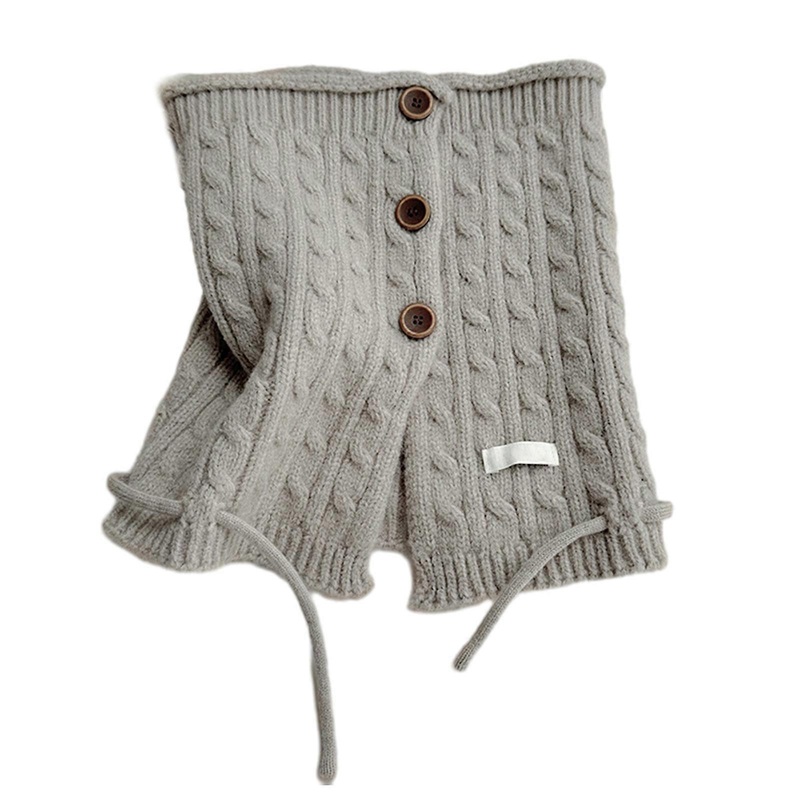 Womens Cable Knit Turtleneck Collar Shawl Solid Color Scarf Wrap Neck Guard Warmer Hat with Button Multiple Wear Ways  light beige gray | Fruugo SG