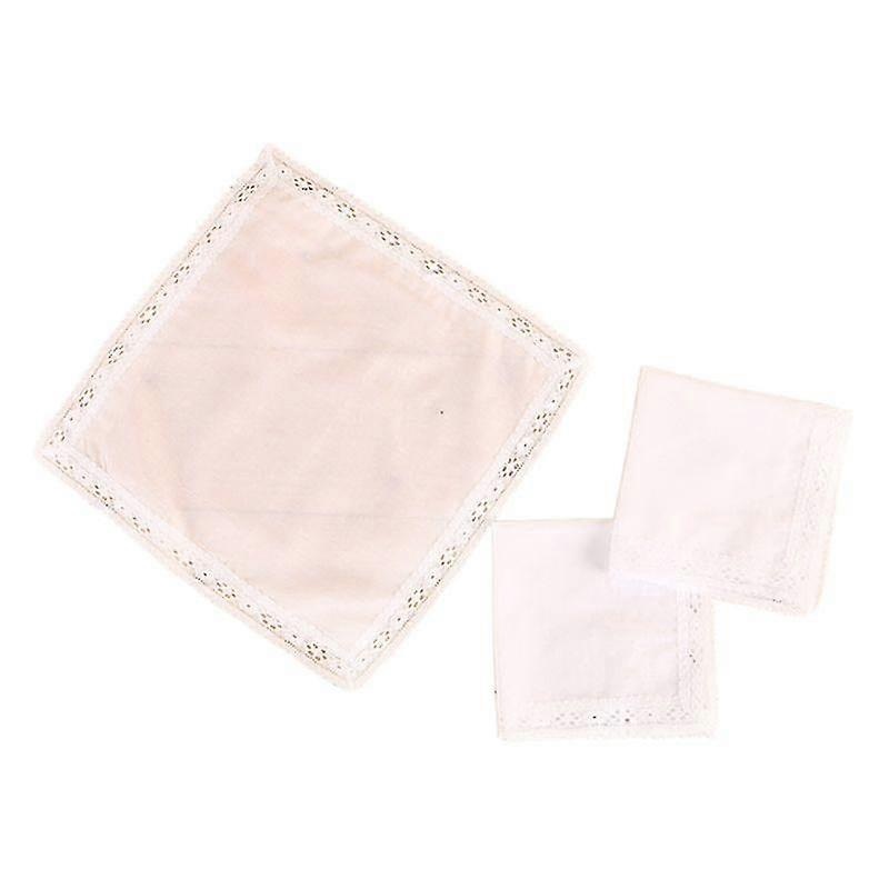 25x25cm Ladies Plain White Floral Lace Trim Cotton Handkerchiefs Bridal Wedding Square Napkin Gift Diy Print Draw Pocket Hankies | Fruugo SG