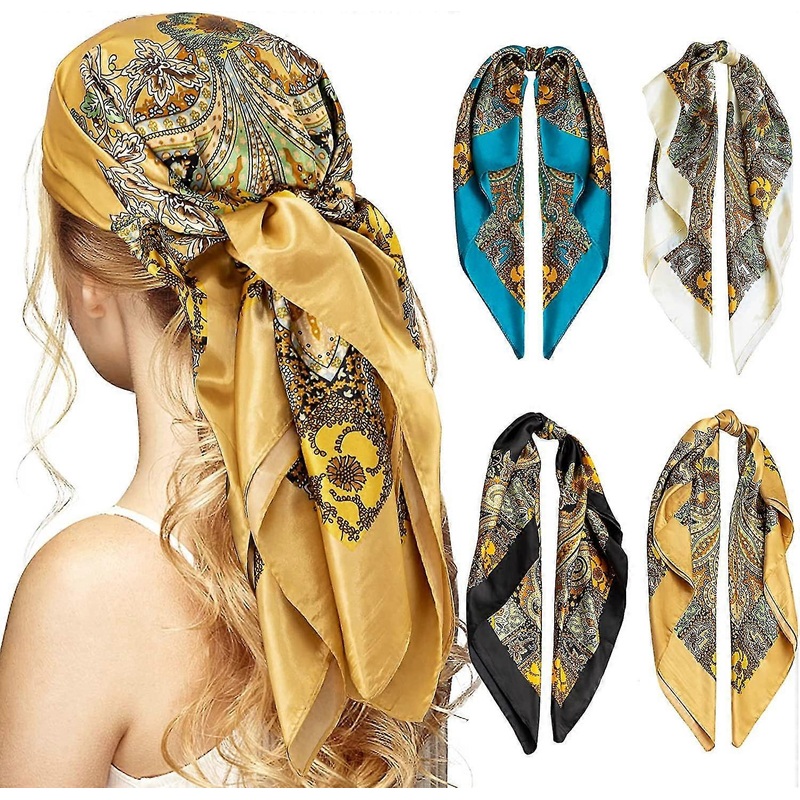 4pcs Head Scarf For Women, 35 Satin Square Hair Scarves Silk Like Scarf Bandana For Hair Wrapping At Night | Fruugo SG