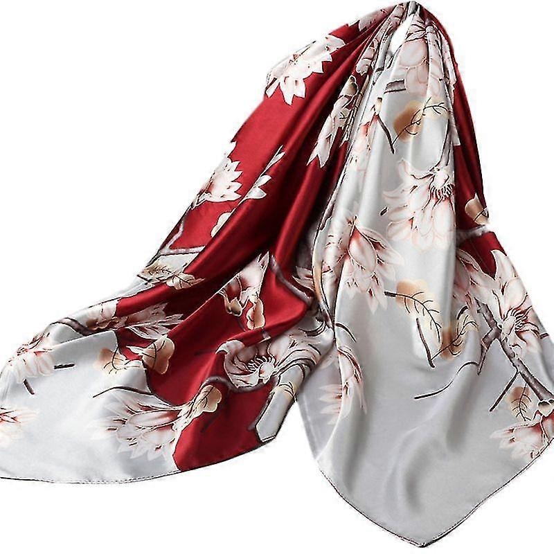 90cm Women Imitation Silk Square Scarf Elegant Vintage Floral Printed Large Shawl Hair Scarves Bandana Handbag Ribbon | Fruugo SG