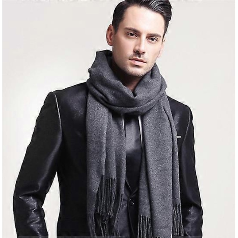 dark gray faux cashmere unisex winter solid color 190CM*32CM scarf | Fruugo SG