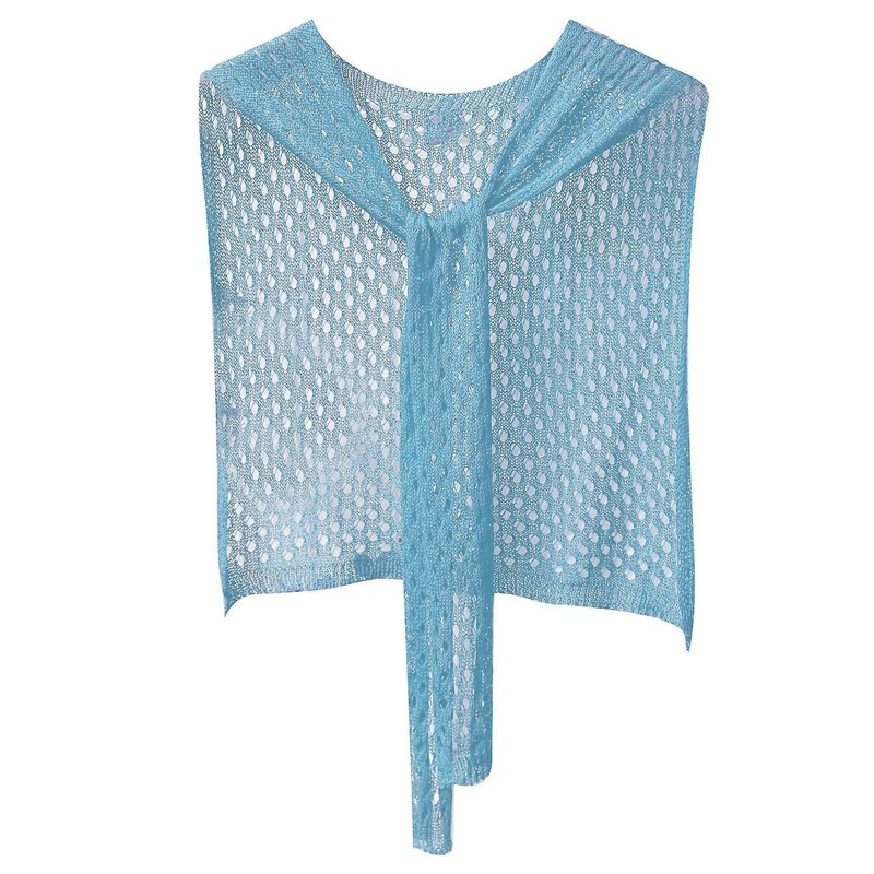 Elegant Openwork Crochet Stole Casual Beach Cover Up Multiuse Shoulder Wrap Neck Shawl Women Summer Fashion Accessory  Sky Blue | Fruugo SG