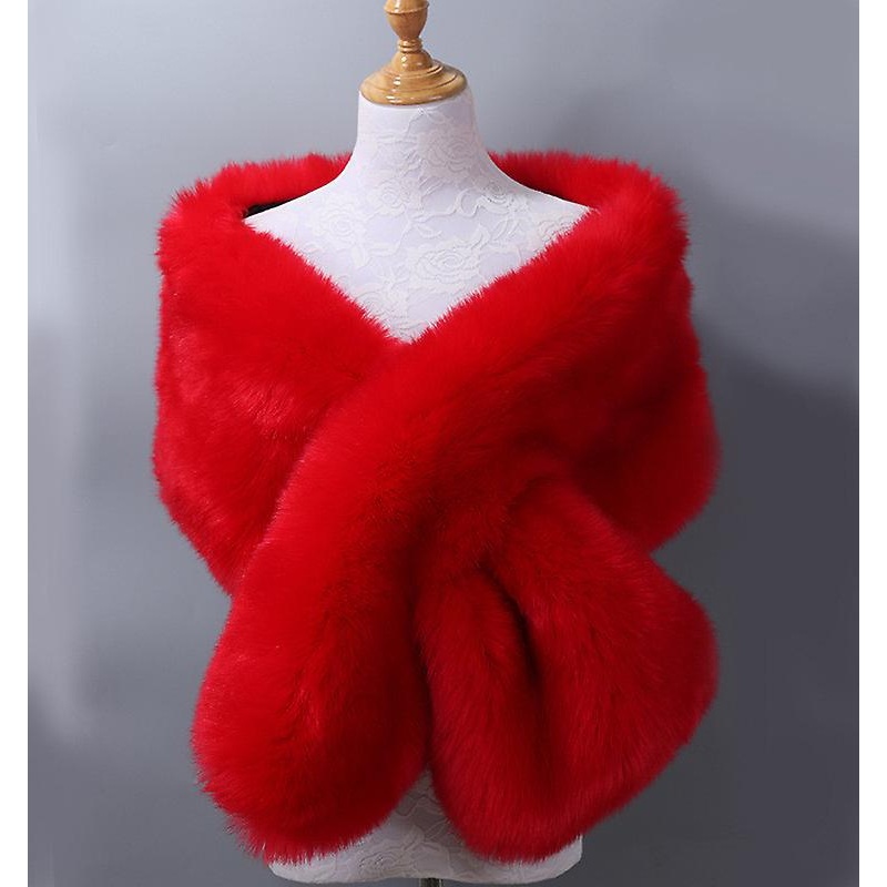 Faux Fur Fox Hair Bride Evening Dress Thickened Cape Cape Scarf | Fruugo SG