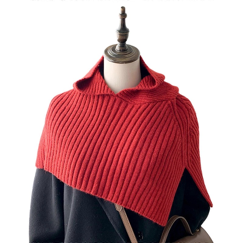Warm Hooded Shawl Hat for Female Neck Scarf Hat Cold Weather Scarf Hat InsStyle Handmade Crochet Cape Women Accessories  Red | Fruugo SG