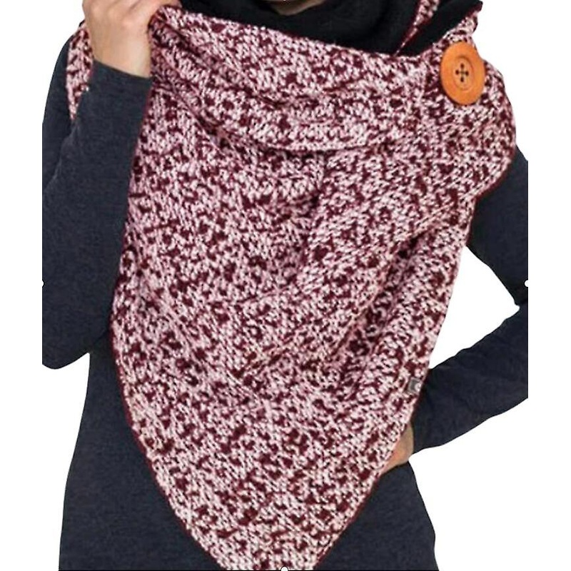Winter Bib Print Casual Wrap Scarf Ladies Thermal Button Shawl Scarf | Fruugo SG