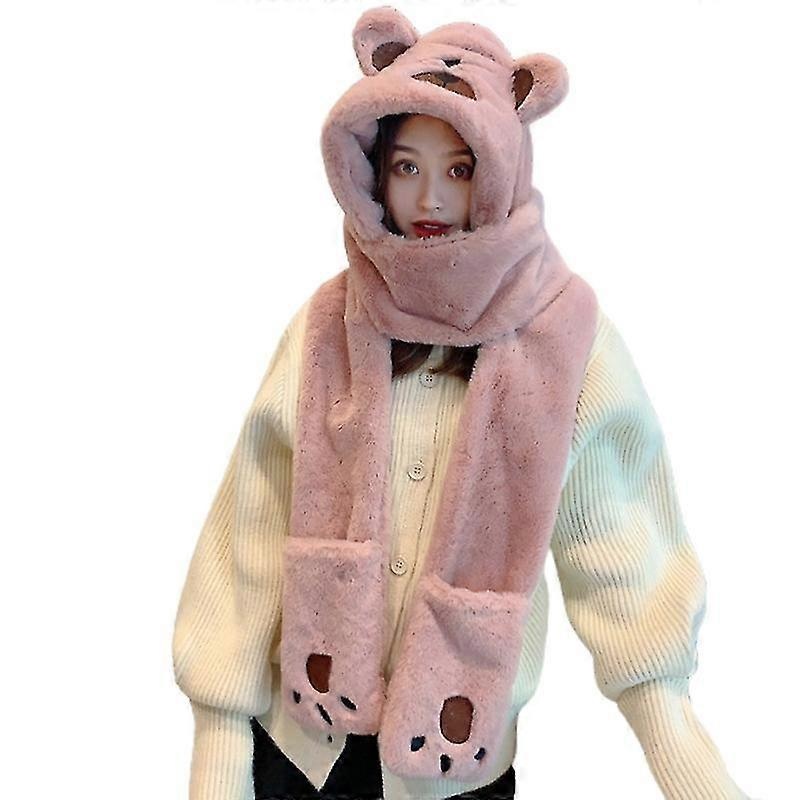 Winter Hat Scarf Gloves Set For Women Bear Ear Hat Scarf Girl Fashion Cute | Fruugo SG