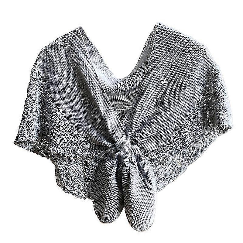 Women Spring Crochet Shawl Wrap Knitted Fish Scales Solid Color Fake Collar Poncho Tie Knot Front Vintage Warm Cape Scarf Cardigan | Fruugo SG