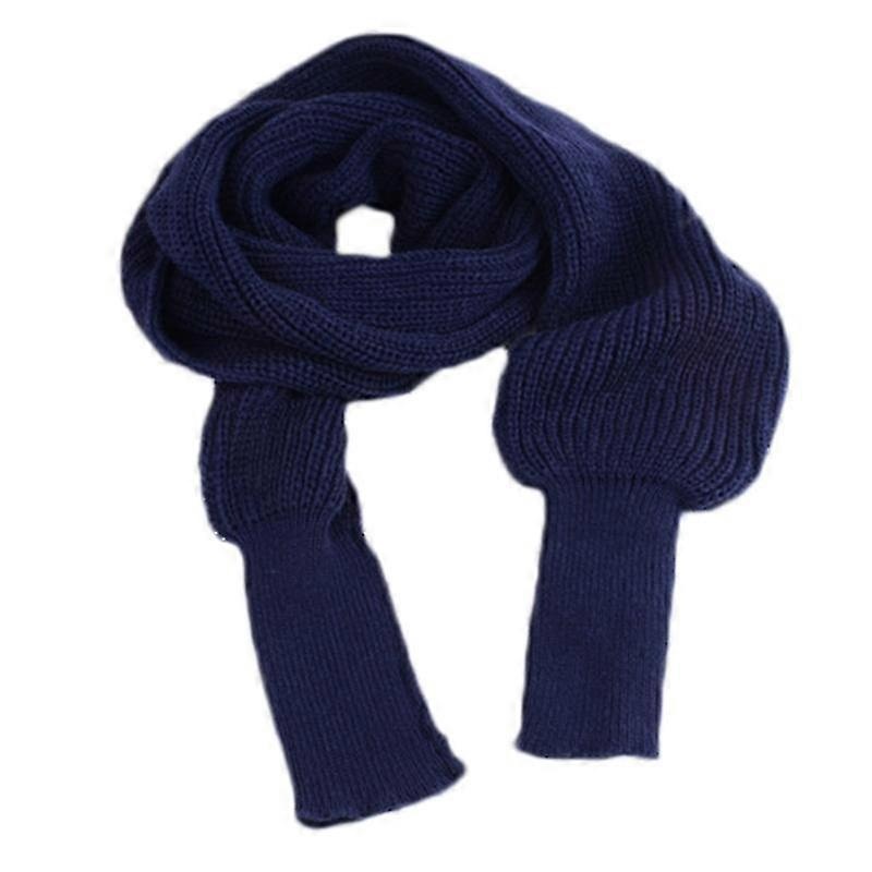 Women Winter Knitted Blanket Long Shawl Wrap With Sleeves Solid Color Crochet Sweater Scarf Multi-use Poncho Cape Neck Warmer | Fruugo SG