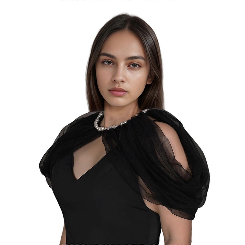 Bridal Tulle Shawl Wedding Costume Shoulder Cover Capes Shawl Jewelry Elegant Bridal Wrap Tulle Ruffled Shoulder Cover  Black | Fruugo SG