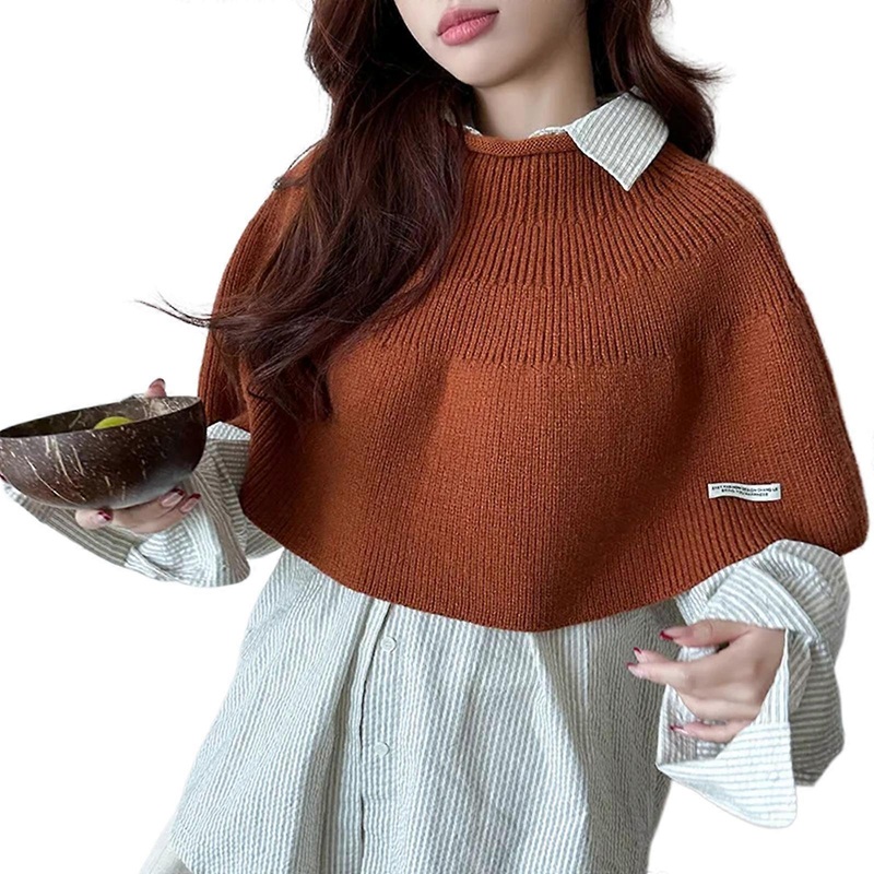 Classical Capes Scarf Shawl Scarf All Matching Knitted Shawl Wrap Cloak Scarf for Stylish Warmth Cold Weather Neck Wrap  caramel color | Fruugo SG