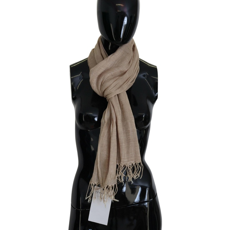 Costume National Beige Cotton Shawl Foulard Fringe Scarf | Fruugo SG