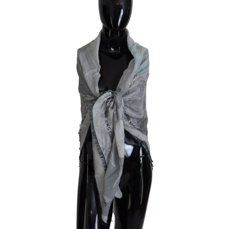 Costume National Gray Print Shawl Foulard Fringes Scarf | Fruugo SG