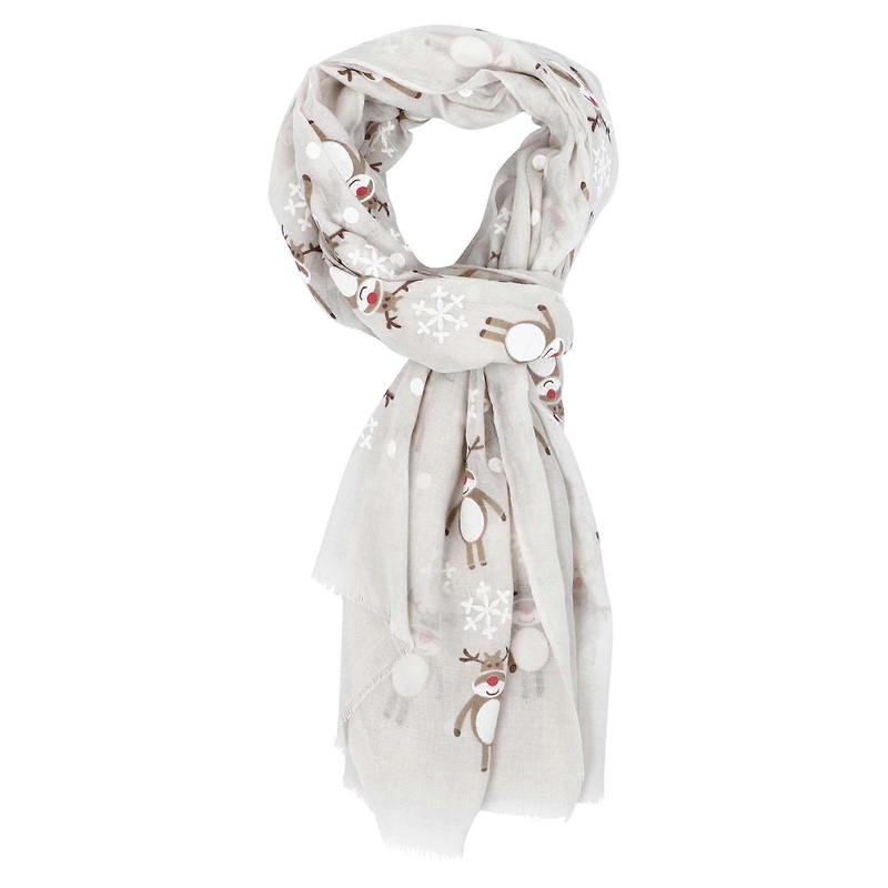 Cute Scarf Adorable Women Scarf Neck Warmer Christmas Deer Snowflake Pattern Beige 180x70cm Voile Winter Wear 1Pack | Fruugo SG