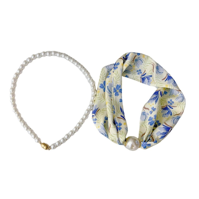 Fashion Pearls Silk Scarf Set Neck Protecting Small Scarves Versatiles Silk Scarf During Special Event | Fruugo SG