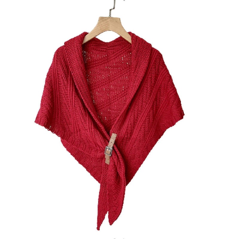 Multifunctional Triangle Shawl For Ladies Knitted Shoulder Wrap With Pu Strap Buckle | Fruugo SG