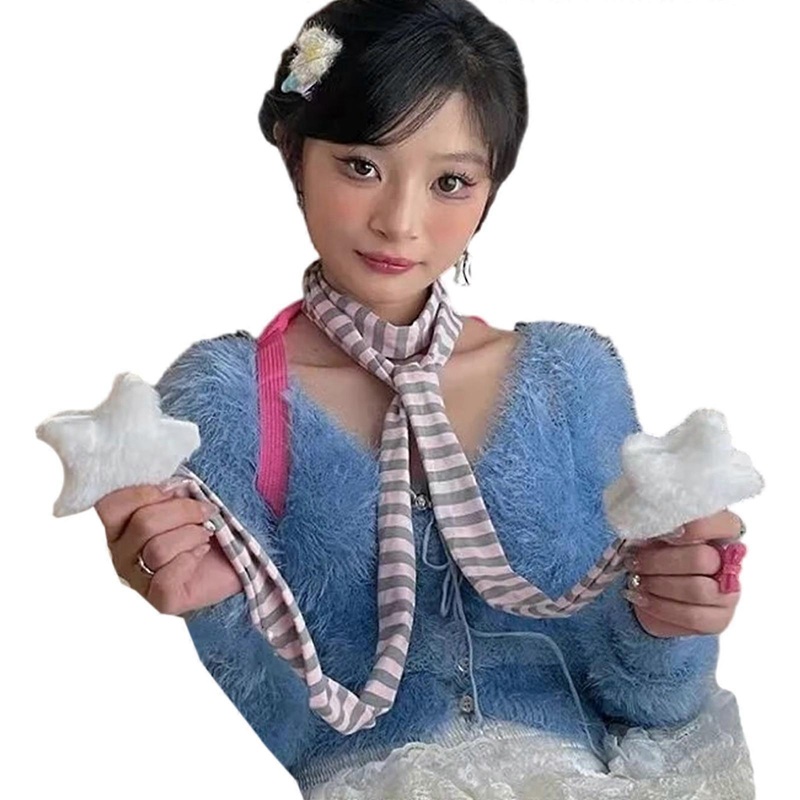 Popular Skinny Scarf 2000s Punk Scarf Thin Long Scarf Women Stripe Scarves Neckwear Adult Casual Neck Warmer Eye Catching | Fruugo SG