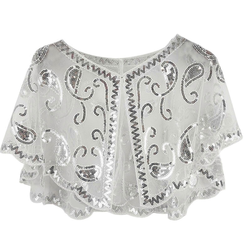 Sequins Flapper Shawls Wrap for 1920s Prom Wedding Party Beauty Scarf Beaded Sequins for Evening Dress  White | Fruugo SG