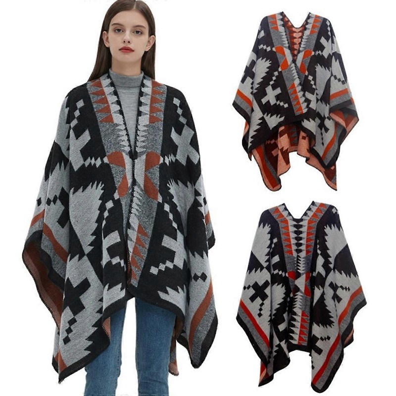 Women’s Shawl Wrap Poncho Cardigan Sweater Open Front for Spring Fall Winter Travel Geometric Shawl for Women | Fruugo SG