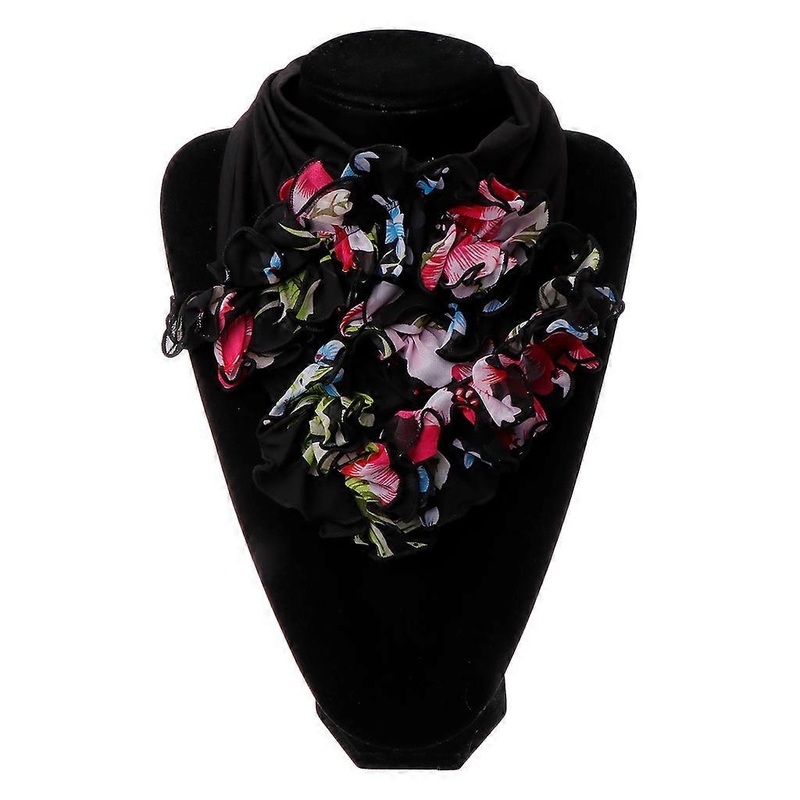 Womens Floral Collar Scarf Luxury Flower Printed Neckerchief Ring Neck Scarves  black | Fruugo SG