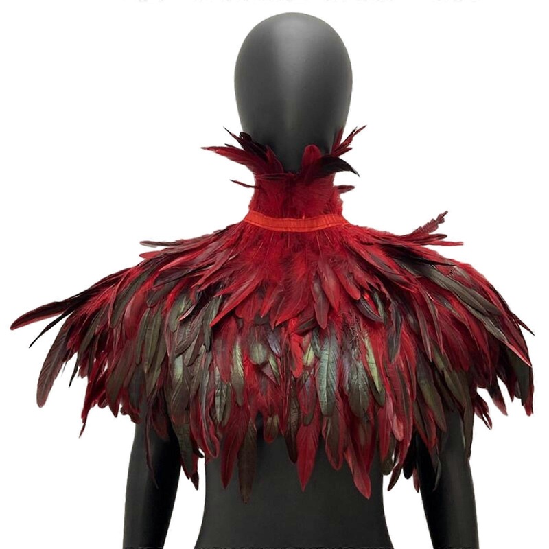 Female Party Costume Feather Cloak Adult Teens Feather Cape Halloween Party Cosplay Cape Punk Style Neck Shawl Accessory  Red | Fruugo SG
