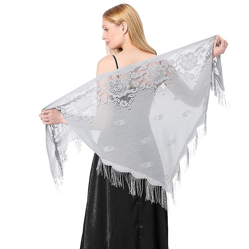 Ladiery Triangle Lace Shawls And Wraps For Evening Dresses With Tassels For Evening Party Mesh Wedding Shawls | Fruugo SG