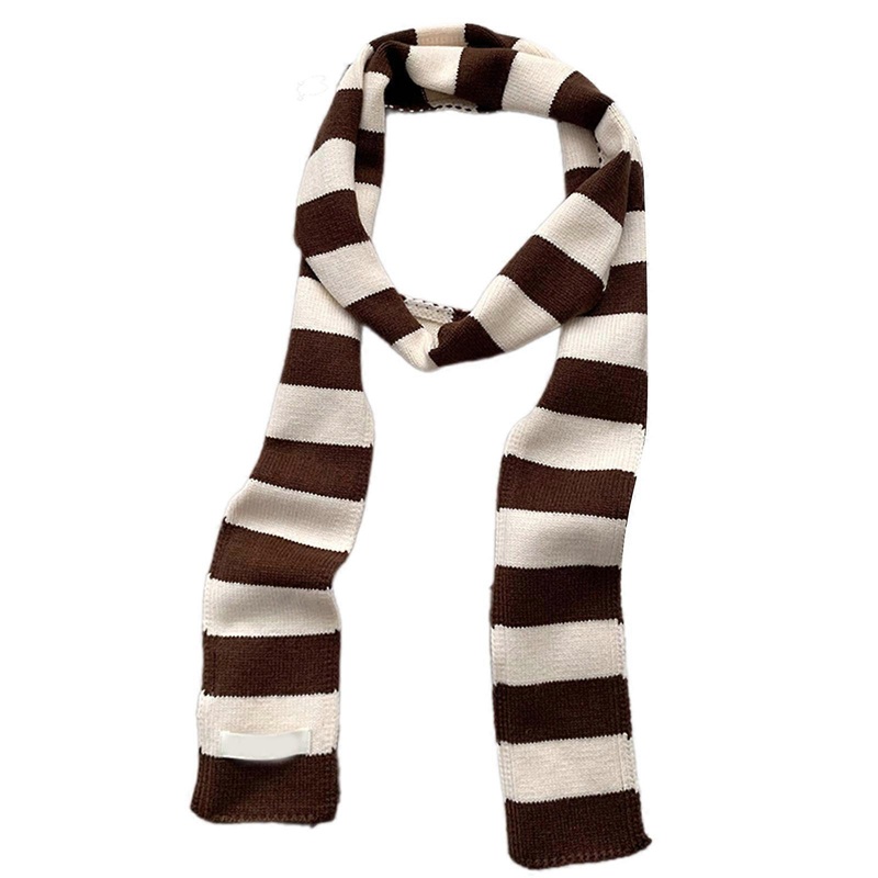 Popular Long Scarf for Formal and Casual Soft Knitted Neck Scarf Women Striped Scarf Neck Warmer Simple and All Matching  Brown color | Fruugo SG