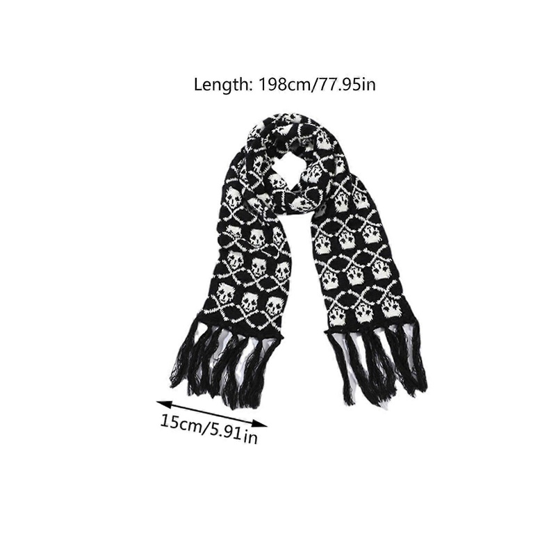 Scarf With Fringes For Men Black And White Skull Crossbones Knitted Scarf Imitation Wool Autumn Winter Stylish Skull  Little devil head | Fruugo SG