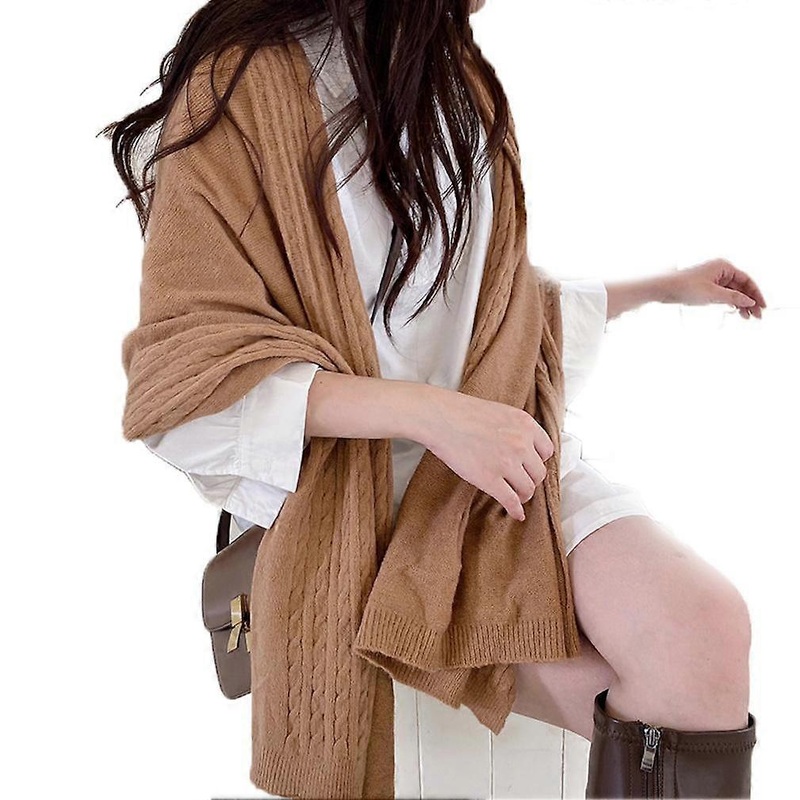 Solid Brown Elegant Shawls and Wraps with Bottons Winter Thicken Large Poncho for Lady | Fruugo SG