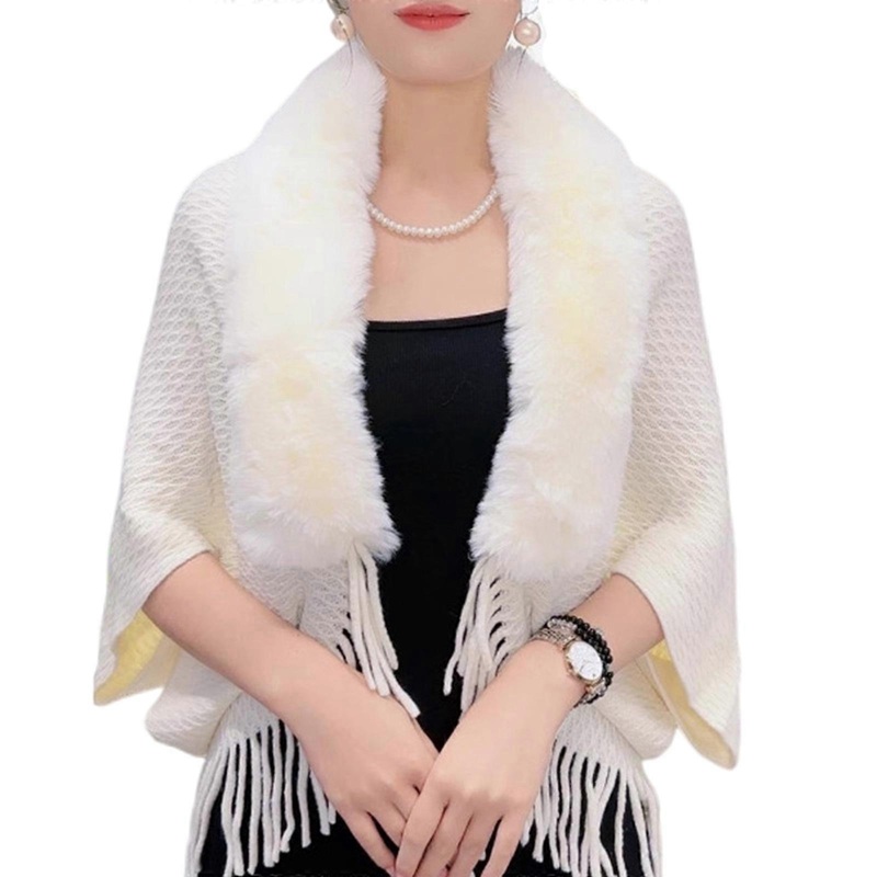 Solid Color Shawl Large Collar Plush Shawl Winter Coat Artificial Furs Wedding Suitable for Both Genders  White | Fruugo SG