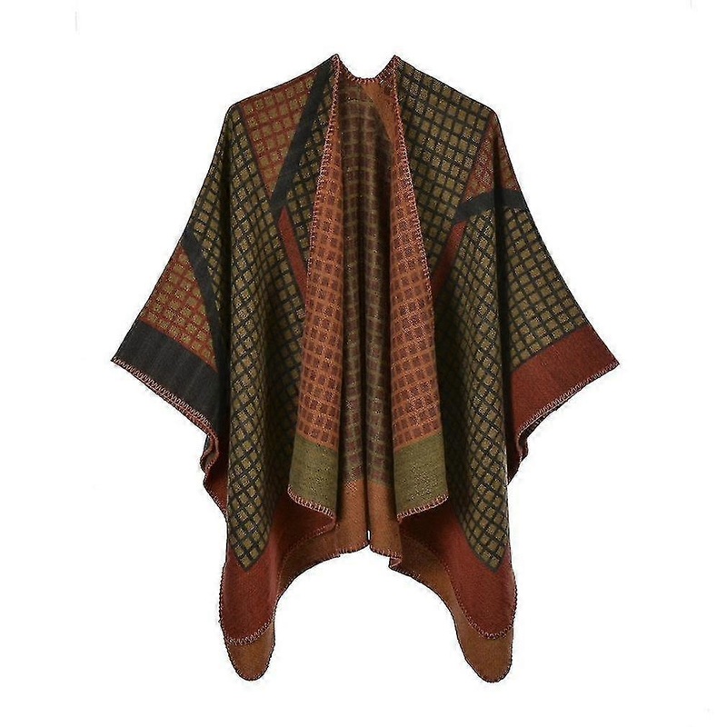 Warm Winter Plaid Shawl Wrap Open Front Poncho Cashmere Feel Cape For Women | Fruugo SG