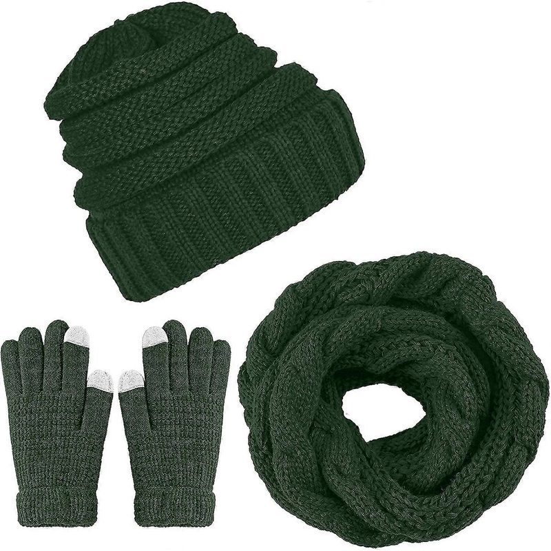Winter Warm Knitted Scarf Beanie Hat And Gloves Set Men & Women’s Soft Stretch | Fruugo SG