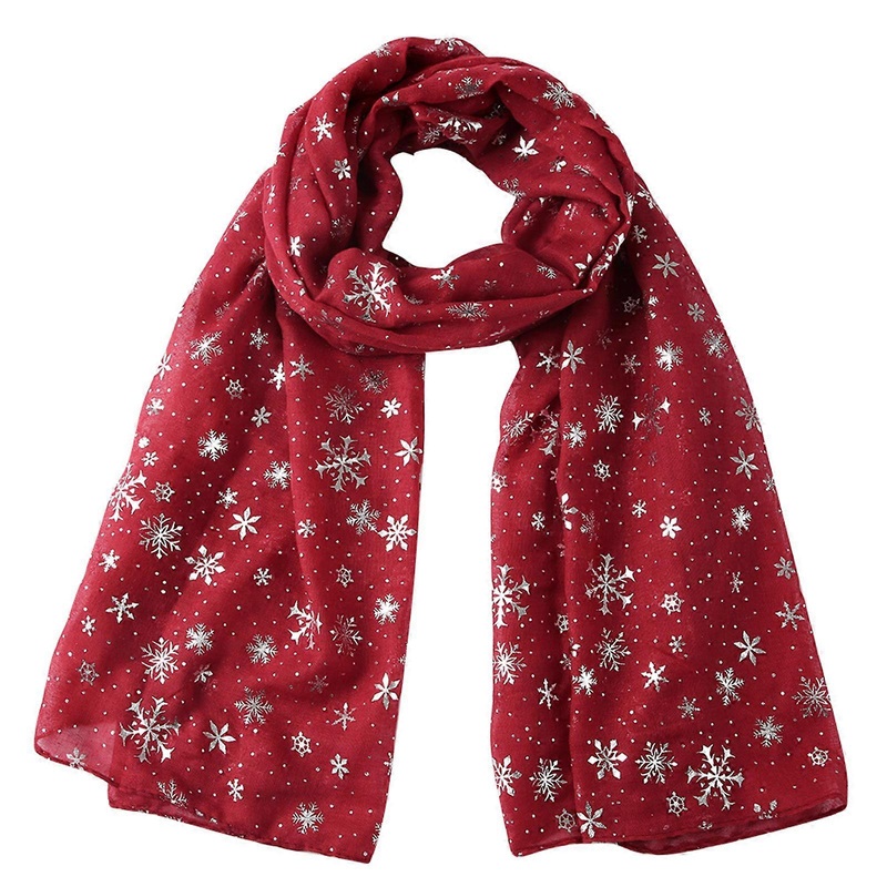 Woman Christmas Scarf for Prom Party Church Masquerade Travel Foil Print Scarf with Snowflake Print Wedding Supplies  Burgundy | Fruugo SG