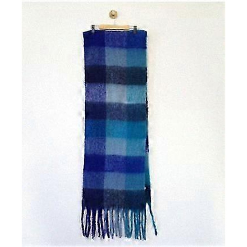 Women’s Plaid Faux Wool Shawl with Fringe – Blue, Green, Gray Winter Scarf | Fruugo SG