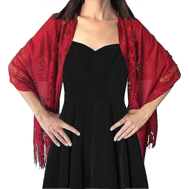 Womens Floral Lace Scarf Shawl Tassels, Soft Mesh Fringe Wraps For Wedding Evening Party Dresses | Fruugo SG