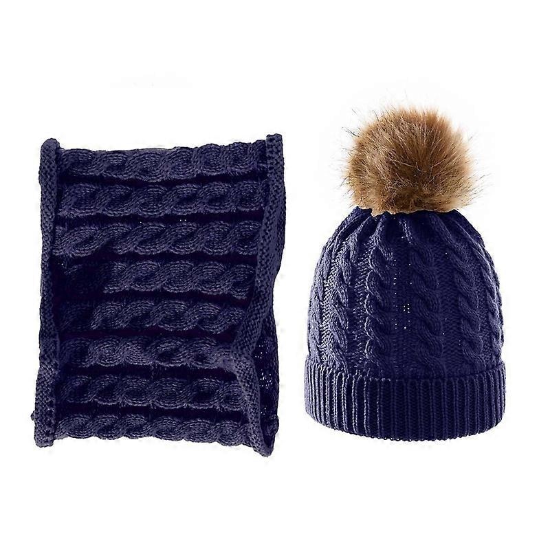 1 Set Baby Beanie Hat Scarf Solid Color Twist Pattern Autumn Winter Windproof Fluffy Pompom Cap Set for Outdoor Qinhai | Fruugo SG