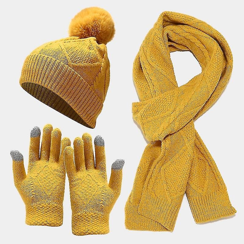 Adult Hat Scarf Gloves Three-piece Set Outdoor Cold And Warm Thick | Fruugo SG