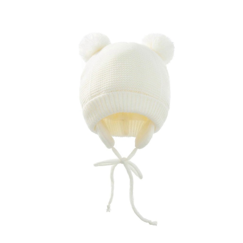 Knit Hat Ear Solid Warm Cute Glove 2pcs Lovely Beanie Cap With Hair Ball | Fruugo SG