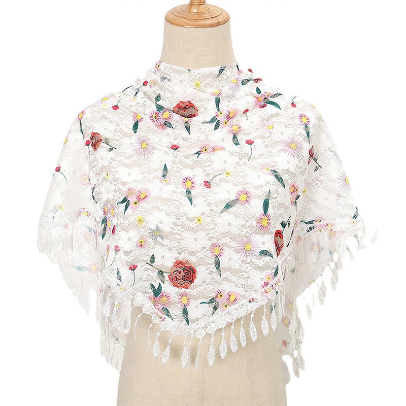 Ladies Floral Print Triangle Sheer Shawl for Ladies Summer Travel Body Cool Breathable Shawl Hot Weather Supplies  White | Fruugo SG