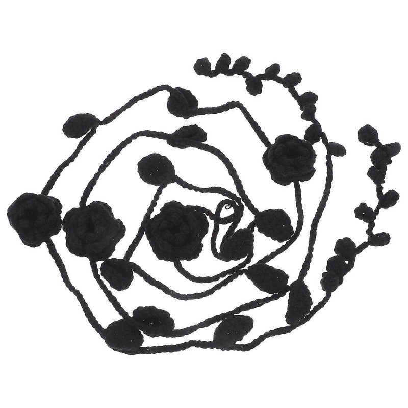 Long Knit Scarf Handmade Crochet Rose Scarf For Parties Daily Wear Black 200.00X4.00X1.50CM Neck Decoration 1Pcs | Fruugo SG