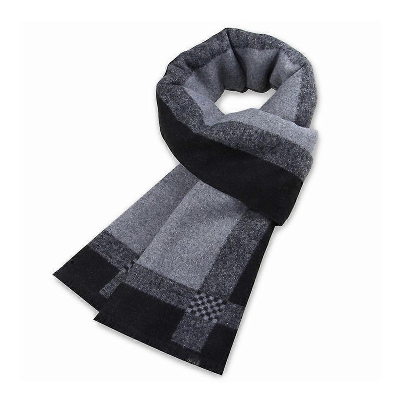 Men’s Scarf Black Gray Winter Thick Imitation Cashmere Men’s Scarf With | Fruugo SG
