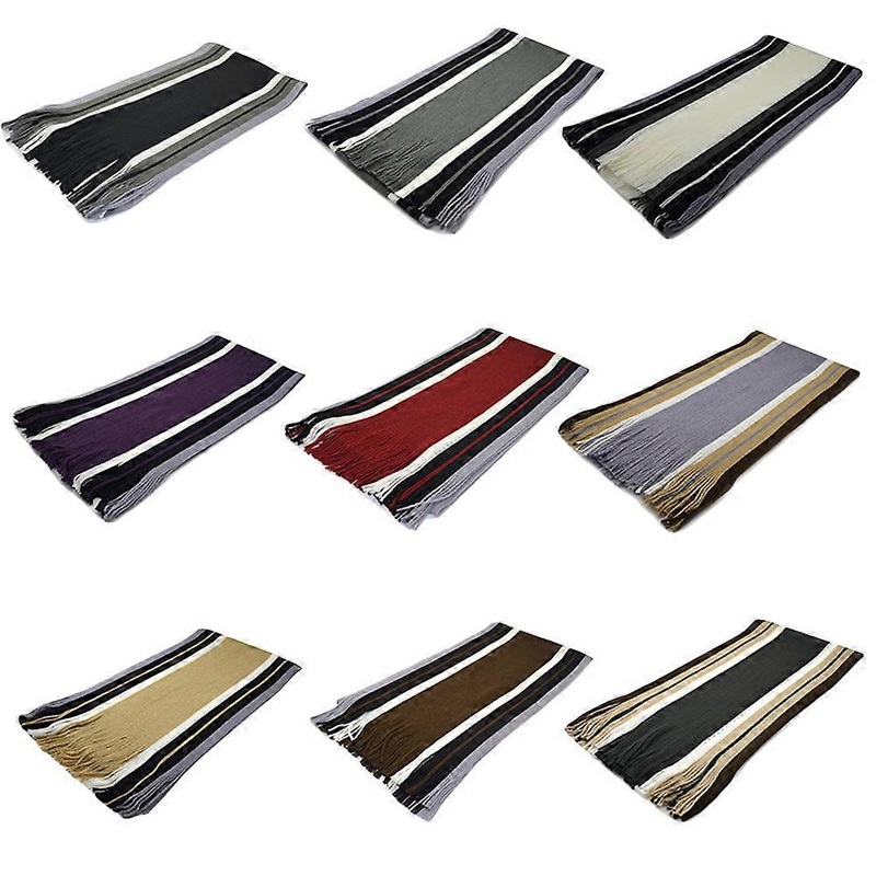 Mens Knit Scarf Striped Winter Warmth Imitation Cashmere Fashionable Neckerchief Wine Red 1Pack | Fruugo SG