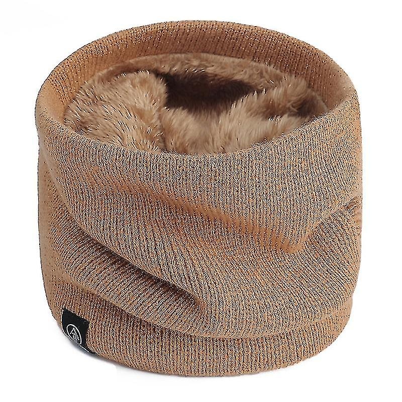 Winter Double-layer Neck Warmer Knit Fleece Lined Circle Loop Scarves | Fruugo SG